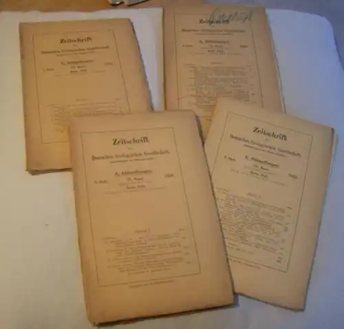 Deutsche Geologische Gesellschaft.   Aufsätze: A. Kumm / Karl Troll / Max Richter / W. Petrascheck u. a: 78. Band 1926, komplett mit den.. 