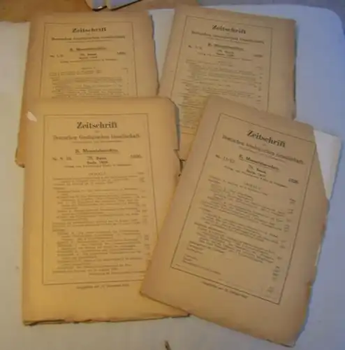 Deutsche Geologische Gesellschaft.   Beiträge: Werner Paeckelmann / Erich Haarmann / Hch. Kirchner / Paul Woldstedt u. a: 78. Band 1926: Zeitschrift der Deutschen.. 