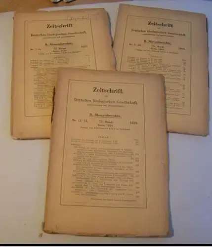 Deutsche Geologische Gesellschaft. - Beiträge: Ernst Fulda / A. Leppla / P. G. Krause u. a: 75. Band 1923: Zeitschrift der Deutschen Geologischen Gesellschaft, B...