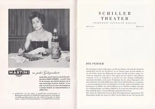 Schillertheater Berlin.   Boleslaw Barlog (Intendant).   Aischylos.   Mattias Braun: Programmheft zu: Die Perser. Spielzeit 1959 / 1960, Heft 93..