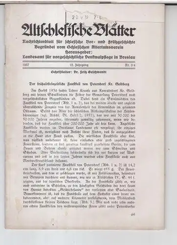 Altschlesische Blätter. - Schriftleiter: Fritz Geschwendt. - Beiträge: Lothar Zotz / Werner Boege / Karl Rode u. a: Altschlesische Blätter. 1937, Nr. 3 / 4...