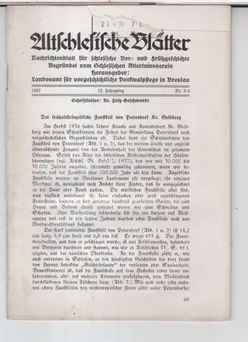 Altschlesische Blätter.   Schriftleiter: Fritz Geschwendt.   Beiträge: Lothar Zotz / Werner Boege / Karl Rode u. a: Altschlesische Blätter. 1937, Nr. 3.. 