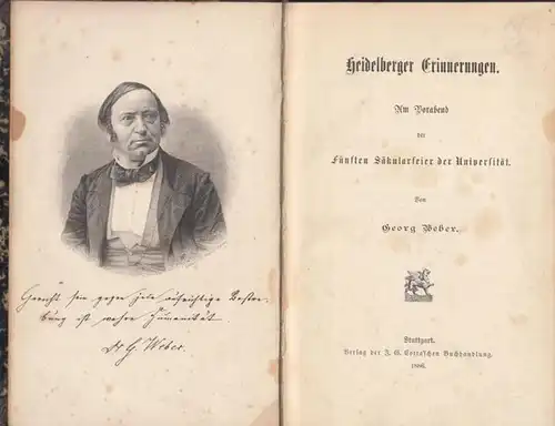 Weber, Georg: Heidelberger Erinnerungen. Am Vorabend der Fünften Säkularfeier der Universität. 