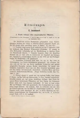 Verhandlungen.   Botanischer Verein von Berlin und Brandenburg e.V., gegründet 1859 ( Herausgeber ).   Mit Beiträgen von Ernst Jacobasch / A. Winkler.. 