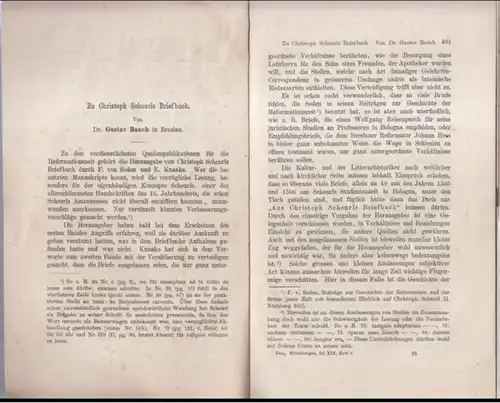 Scheurl, Christoph. - Gustav Rauch: Zu Christoph Scheurls Briefbuch ( Aus: Neue Mitteilungen aus dem Gebiet historisch-antiquarischer Forschung, Band 19, Halle 1898,  S. 400 - 456 ). 