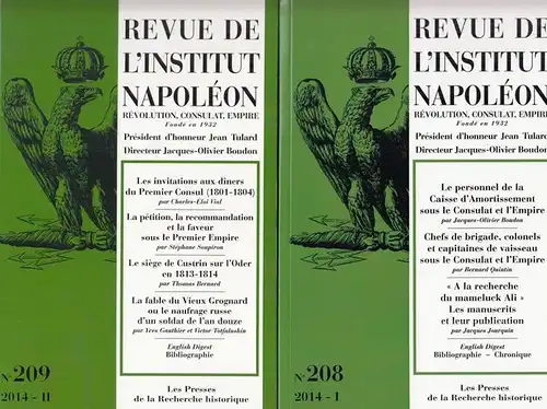 Revue de l' Institut Napoleon. - Boudon, Jacques-Olivier (Dir.) / Eric Ledru (Réd.) / Collectif d'auteurs: Revue de l' Institut Napoleon. No. 208 / 20 - Année 2014 - I /II.- Révolution, Consulat, Empire. Fondé en  1932. 