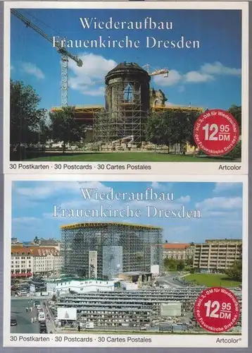 Gesellschaft zur Förderung des Wiederaufbaus der Frauenkirche Dresden e. V: Wiederaufbau Frauenkirche Dresden. 2 Teile mit insgesamt 60 farbigen Postkarten. 