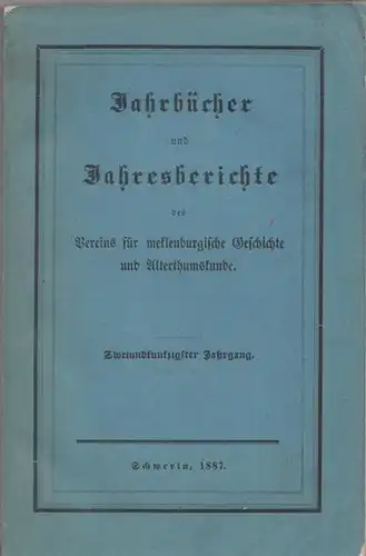 Jahrbuch für Mecklenburgische Geschichte.  Dr. Schildt (Hrsg.).   Robert Beltz / Schildt / Crull / Karl Koppmann / C. Beyer / v. Sell.. 
