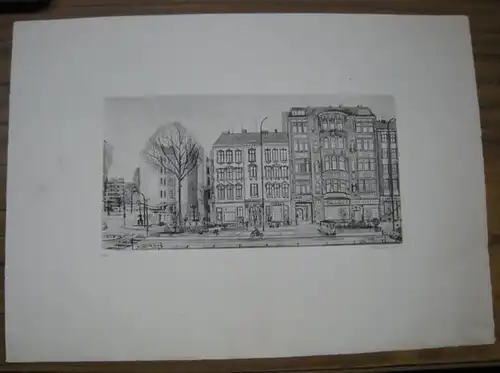 Franke, Eberhard ( 1936   2004 ): Den lieben Kreuzbergern.   Originalradierung.   Signiert !   Ansicht: Ecke Schleiermacher  /.. 