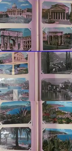 Italienalbum mit mindestens 150 farbigen Ansichtskarten und Postkarten incl. ca. 30 Schweiz, Österreich/Tirol, wenige Deutschland