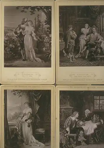 Der Trompeter von Säkkingen. 5 Cabinett-Photos. Titel: "Sehnsucht", "Jung Werner beim Grafen", "Der erste Kuss", Die Ueberraschung" und "Beim Pfarrherrn". Offensichtlich eine Folge nach Bildern von C. Schweninger Jun. 1887 - 1888