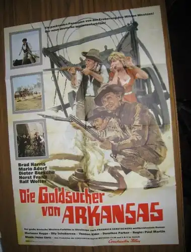 Gerstäcker, Friedrich. -Martin, Paul: Filmplakat zu 'Die Goldsucher von Arkansas' nach Gerstäcker. Western-Farbfilm. Regie: Paul Martin. 1964. 