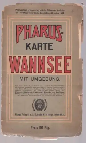 Berlin-Wannsee.- Pharus Verlag (Hrsg.) - Cornelius Loewe (Urheber): Pharus-Plan mit Pfaueninsel (Pharus-Karte Wannsee mit Umgebung). 