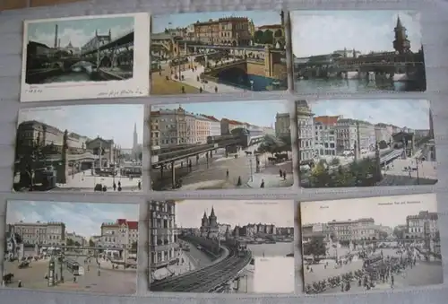 Berlin. - historische Postkarten / Ansichtskarten. - Familie Lorenz in Königsberg und Berlin u. a: Berlin: Konvolut mit 9 Ansichtskarten von Bahnstrecken. - Motive: Hallesches...