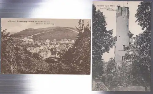 Falkenberg ( Mark ) - historische Postkarten / Ansichtskarten: Luftkurort Falkenberg i. Mark: 2 Ansichtskarten. - Motive: Märkische Schweiz, Blick von der Carlsburg / Aussichtsturm ( Bismarckurm ). 