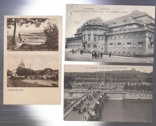 Paris / Strassburg / Fremonville. - historische Postkarten / Ansichtskarten. - an Familie Lorenz in Berlin: Konvolut mit 3 Ansichtskarten. - Motive: Paris - Pont...