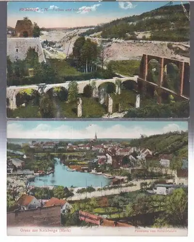 Kalkberge (Mark) / Rüdersdorf. - historische Postkarten / Ansichtskarten: Konvolut mit 2 Ansichtskarten. - Motive: Tiefbau und hohe Halde / Panorama vom Aussichtsturm. 