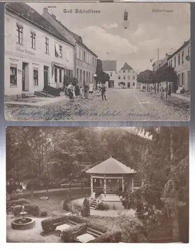 Bad Schönfliess / Neumark ( Trzcinsko-Zdroj ). - historische Postkarten / Ansichtskarten: Konvolut mit 2 Ansichtskarten. - Motive: Richtstrasse / Kurpark. - Beigabe: Hohenwalde Nm...