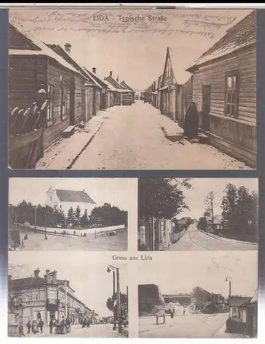 Lida. - historische Postkarten / Ansichtskarten. 
 Lida - 2 Ansichtskarten. - Motive: Typische Straße / 4 unbetitelte Ansichten
 Lida, 1916. 