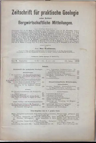 Zeitschrift für praktische Geologie.   Herausgegeben von Max Krahmann.   Beiträge: M. Lazarevie / Friedrich Glöckner / Alfred Jahn u. a: 1912, Heft.. 