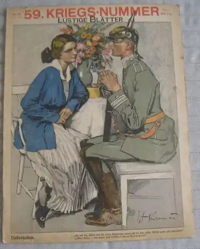 Lustige Blätter.   Schriftleitung: Rudolf Presber, Gustav Hochstetter, Paul Kraemer und Georg Mühlenschulte.   Zeichnungen von F. Jüttner, Walter Trier, Schaberschul u. a:.. 