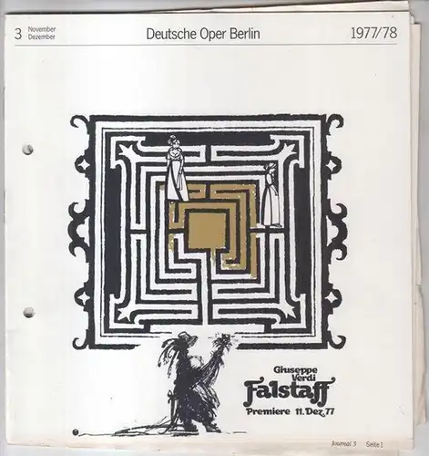 Berlin, Deutsche Oper. - Igor Strawinsky u. a: Deutsche Oper Berlin. November-Dezember 1977, Programmheft 3 der Spielzeit 1977 / 1978. - Aus dem Inhalt: Strawinsky Ballette - Petruschka, Agon, Le sacre du printemps, Diaghilew und Balanchine / Proben zu 'L