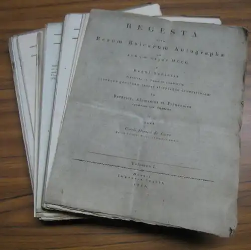 Regesta. - Caroli Henrici Lang ( Karl Heinrich von ) / Maxmil. Bar. de Freyberg ( Maximilian Prokop Freiherr von Freyberg-Eisenberg ) / G(eorg) Th(omas) Rudhart: Vol. 1 - 13 in 14 Vols: Regesta sive Rerum Boicarum Autographa ad annum usque MCCC e regni sc