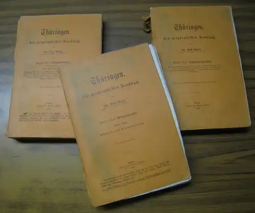 Regel, Fritz: Thüringen. Teile 2 und 3 in 3 Büchern ( von 3 in 4 ). - Ein geographisches Handbuch. - Im Inhalt: Teil 2 - Biogeographie, Buch 1: Pflanzen- und Tierverbreitung, Buch 2: Die Bewohner / Teil 3: Kulturgeographie.