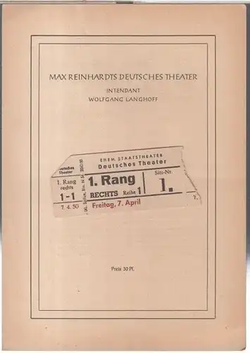 Berlin, Max Reinhardts Deutsches Theater.   Intendanz und Regie: Wolfgang Langhoff.   Friedrich Wolf: Programmheft zu: Tai Yang erwacht.   Ein Schauspiel.. 