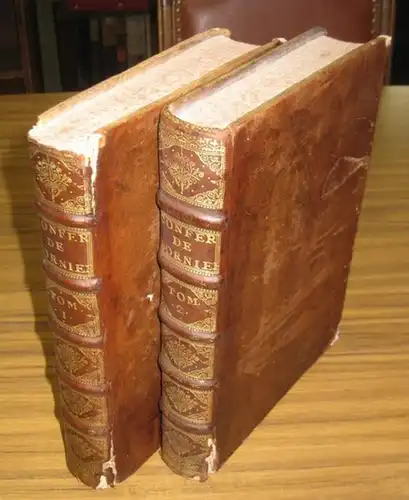 Bornier, Philippe: Conferences des nouvelles ordonnances de Louis XIV, Roy de France et de Navarre; avec celles des rois predecesseurs de Sa Majeste, le Droit Ecrit & les Arrests; enrichies d'annotations et decisions importantes (tome 1 et 2). 