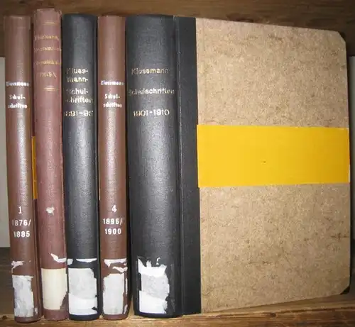 Klussmann, Rudolf: Komplett in 5 Bänden: Systematisches Verzeichnis der Abhandlungen welche in den Schulschriften sämtlicher an dem Programmtausche teilnehmenden Lehranstalten erschienen sind: 1) vom Jahre.. 