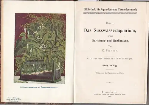 Aquarien  und Terrarienkunde.   K. Stansch / M. Ziegeler: Konvolut mit 8 Heften in einem Band.   Enthalten: Heft 1 ) Das.. 