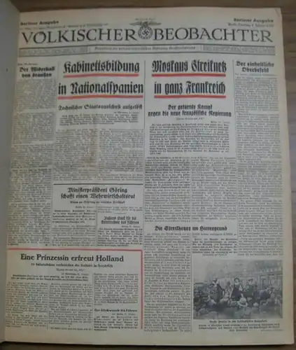 Völkischer Beobachter: Völkischer Beobachter. 1.   27. Februar 1938, Konvolut mit etwa 23 Nummern. 51. Jahrgang. Berliner Ausgabe, fortlaufende Nummern 32   58.. 