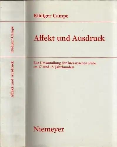 Campe, Rüdiger / Wilfried Barner, Richard Brinkmanmn, Conrad Wiedemann (Hrsg.): Affekt und Ausdruck - Zur Umwandlung der literarischen Rede im 17. und 18. Jahrhundert. (= Srudien zur Deutschen Literatur, Band 107). 