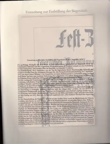 BerlinArchiv herausgegeben von Hans Werner Klünner und Helmut Börsch Supan.  (Hrsg.): Fest Zeitung zur feierlichen Enthüllung der Siegessäule ( des Siegesdenkmals ) am 2.. 