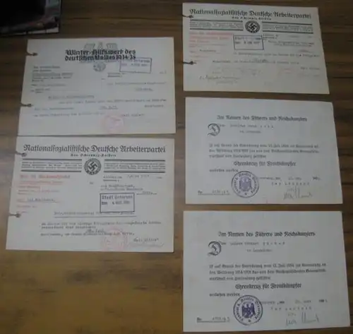 Konvolut mit 10 Dokumenten aus dem Kreis Pinneberg und Umgebung von 1934   1941.   Enthalten: Prüfungszeugnis für den Gärtner Helmuth Busch, geboren.. 
