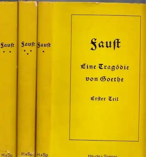 Goethe, Johann Wolfgang von - Hans Löwe (Hrsg.)- Friedrich Theodor Fischer: Faust. Erster bis dritter Teil komplett in drei Bänden. Eine Tragödie von Goethe. (Titel...
