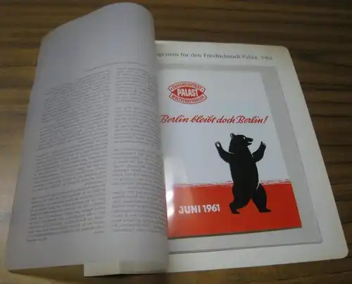 Berlin bleibt doch Berlin ! Programmheft des Friedrichstadt-Palastes, Juni 1961 ( = Lieferung  BE 01323) aus Berlin-Archiv herausgegeben von Hans-Werner Klünner und Helmut Börsch-Supan )