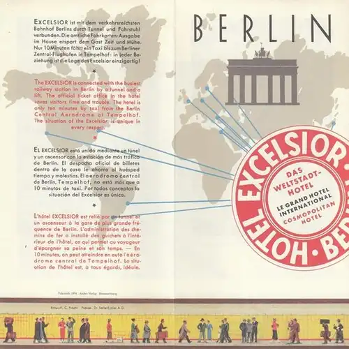 BerlinArchiv herausgegeben von Hans-Werner Klünner und Helmut Börsch-Supan. - Excelsior Hotel Berlin: Hotel Excelsior am Askanischen Platz. Werbeprospekt um 1935 ( = Lieferung BE 01092...