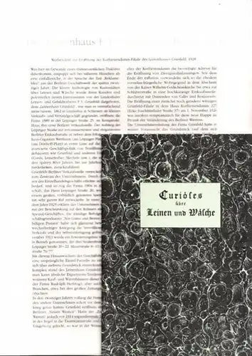BerlinArchiv herausgegeben von Hans-Werner Klünner und Helmut Börsch-Supan. -  Fa. F.V. Grünfeld (Hrsg.): Curiöses über Leinen und Wäsche. Das Leinenhaus F.V. Grünfeld in Berlin...