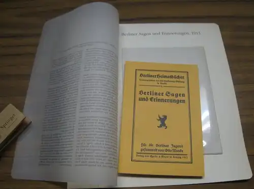 BerlinArchiv  Herausgegeben von Hans Werner Klünner und Helmut Börsch Supan.   Diesterweg Stiftung.   Otto Monke: Berlin Archiv: Lieferung BE 01349: Berliner.. 