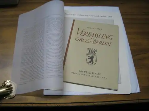 BerlinArchiv herausgegeben von Hans-Werner Klünner und Helmut Börsch-Supan. - (Hrsg.): Vorläufige Verfassung von Gross-Berlin ( = Lieferung  BE 01155 aus Berlin-Archiv, herausgegeben von Hans-Werner Klünner und Helmut Börsch-Supan ). - REPRINT !.