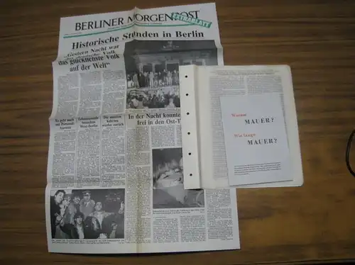 BerlinArchiv herausgegeben von Hans-Werner Klünner und Helmut Börsch-Supan: Mauerbau und Mauerfall 1961 / 1989. - Inhalt: Extrablatt Berliner Morgenpost ( Auszug ) vom 10. 11...