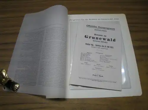 BerlinArchiv herausgegeben von Hans Werner Klünner und Helmut Börsch Supan: Programm für die Rennen zu Grunewald, 1922 ( Offizielles Rennprogramm, Rennen zu Grunewald (Union Klub).. 
