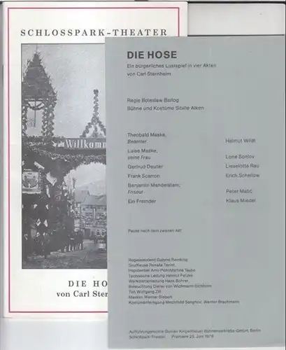 Programmheft zu: Die Hose - Spielzeit 1977 / 1978, Heft 102. Lustspiel von Carl Sternheim. - Regie: Boleslaw Barlog. - Mit: Helmut Wildt, Lone Sonlov, Lieselotte Rau, Erich Schellow, Peter Matic und Klaus Miedel