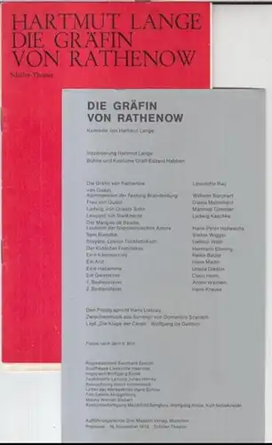 Berlin, SchillerTheater. - Intendant: Hans Lietzau: Programmheft zu: Die Gräfin von Rathenow. - Spielzeit 1974 / 1975, Heft 40. - Komödie von Hartmut Lange. - Mitwirkende: Lieselotte Rau, Wilhelm Borchert, Gisela Mattishent, Stefan Wigger u. a. 