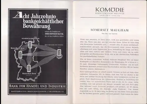 Programmheft zu: Viktoria.   Eine Farce von W. Somerset Maugham. Spielzeit 1955 / 1956.   Bearbeitet und für die Bühne eingerichtet von Victor.. 