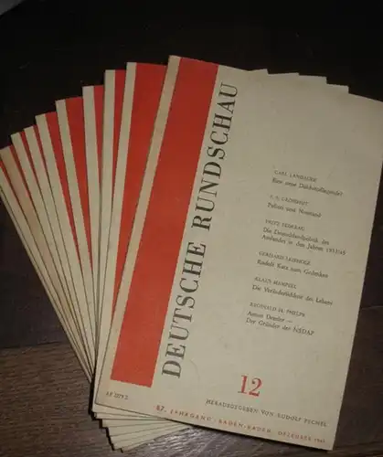 Deutsche Rundschau.  Rudolf Pechel (Hrsg.): Deutsche Rundschau   87. Jg. 1961 komplett mit den Heften 1   12. Aus dem Inhalt: Wolfdietrich.. 