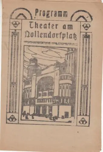 Programmzettel zu: Zar und Zimmermann. 2., 4. und 5. Dezember 1919, IV. Woche, Spielzeit 1919 / 1920. Komische Oper in drei Akten.   Spielleitung:.. 