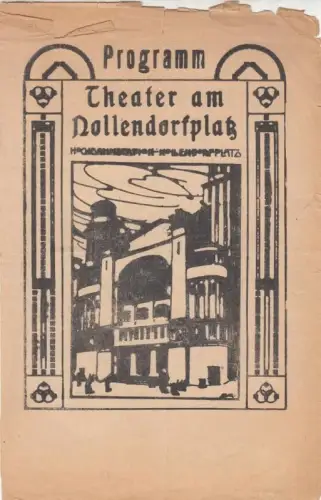 Programmzettel zu: Undine. 7., 8. und 11. Mai 1918, III. Woche.   Spielzeit 1918. Romantische Zauberoper in vier Akten. Spielleitung: Ferdinand Strassow. Musikalische Leitung:.. 